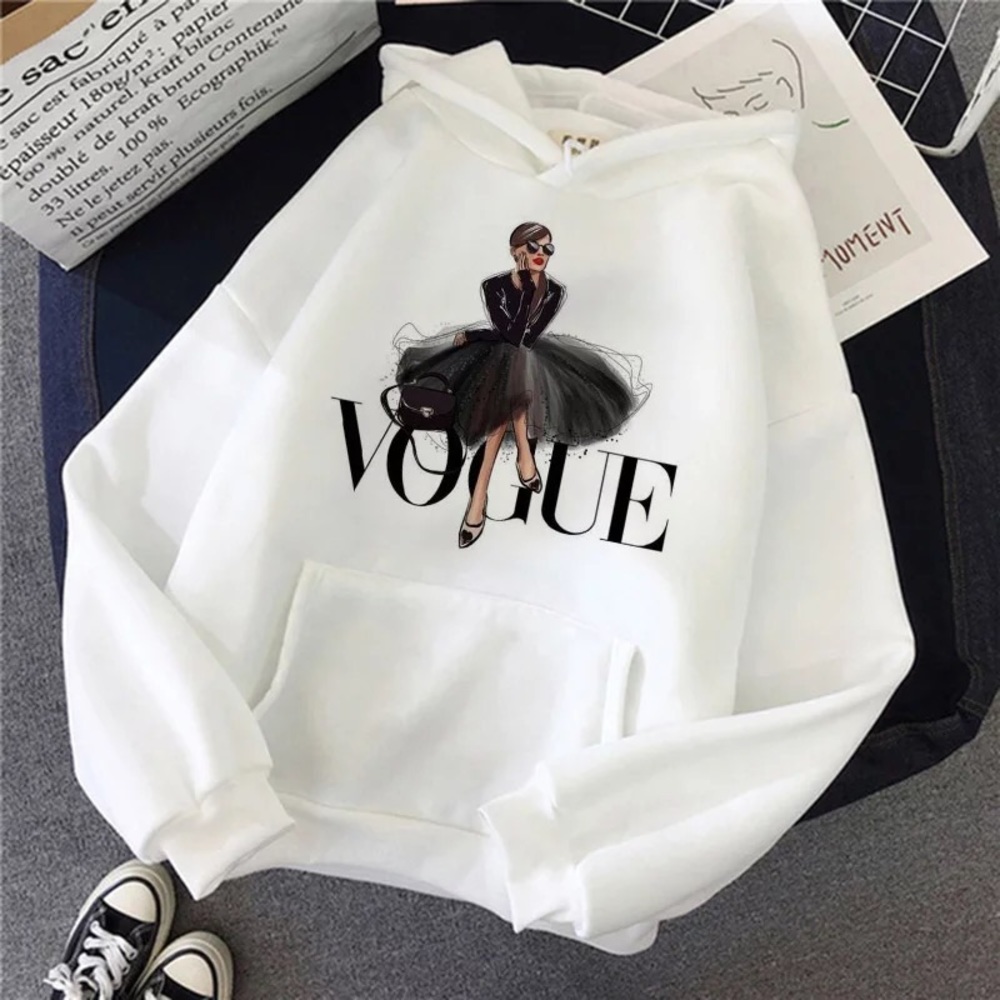 VOGUE Pink Hoodie Sweatshirts pullover